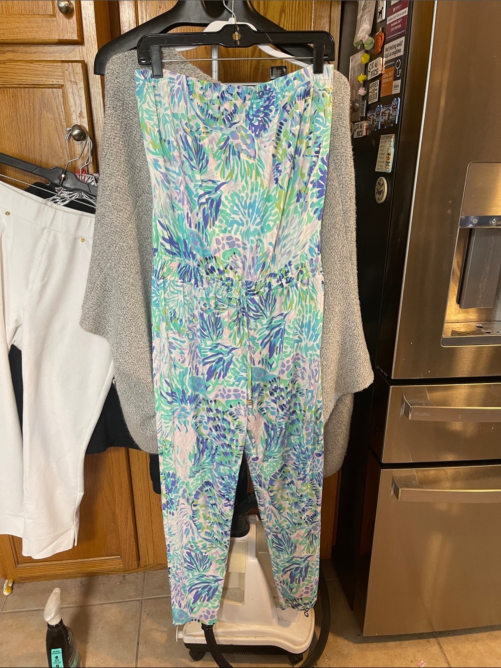 Lilly Pulitzer Strapless Lilac & Blue Emiko Jumpsuit Medium